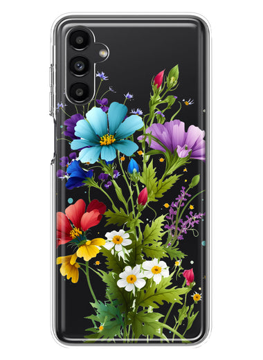 Samsung Galaxy A13 Purple Yellow Red Spring Flowers Floral Hybrid Protective Phone Case Cover