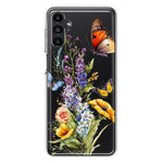 Samsung Galaxy A14 5G Yellow Purple Spring Flowers Butterflies Floral Hybrid Protective Phone Case Cover