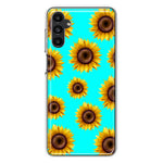 Samsung Galaxy A54 5G Yellow Sunflowers Polkadot on Turquoise Teal Double Layer Phone Case Cover