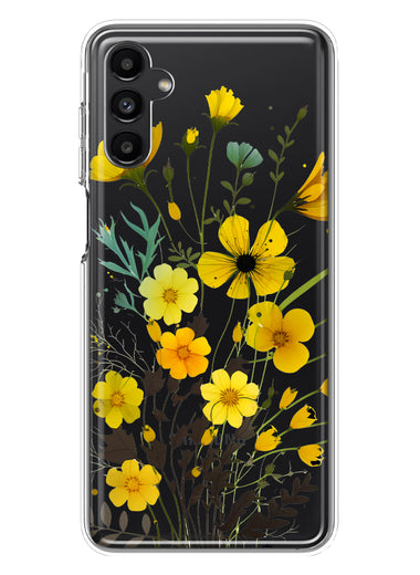 Samsung Galaxy A54 5G Yellow Summer Flowers Floral Hybrid Protective Phone Case Cover