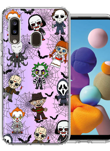 Samsung Galaxy A20 Classic Haunted Horror Halloween Nightmare Characters Spider Webs Design Double Layer Phone Case Cover