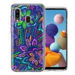 Samsung Galaxy A20 Colorful Summer Flowers Doodle Art Design Double Layer Phone Case Cover