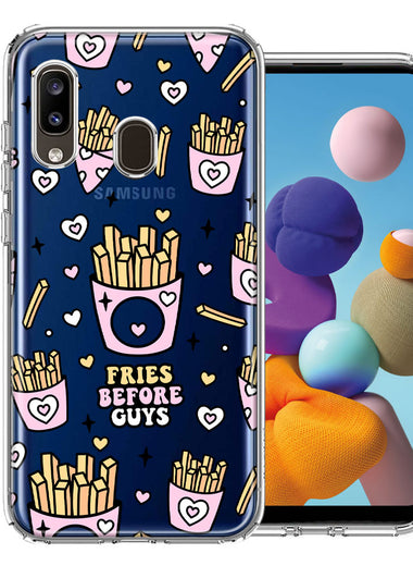 Samsung Galaxy A20 Cute Valentine Pink Love Hearts Fries Before Guys Double Layer Phone Case Cover