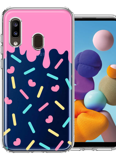 Samsung Galaxy A20 Pink Drip Frosting Cute Heart Sprinkles Kawaii Cake Design Double Layer Phone Case Cover