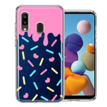 Samsung Galaxy A20 Pink Drip Frosting Cute Heart Sprinkles Kawaii Cake Design Double Layer Phone Case Cover