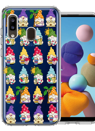Samsung Galaxy A20 Summer Beach Cute Gnomes Sand Castle Shells Palm Trees Double Layer Phone Case Cover