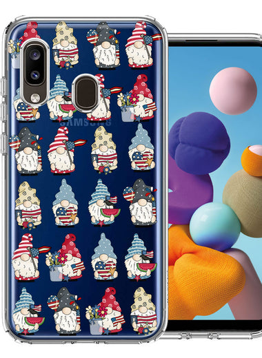 Samsung Galaxy A20 USA Fourth Of July American Summer Cute Gnomes Patriotic Parade Double Layer Phone Case Cover