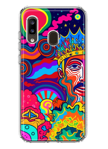Samsung Galaxy A20 Neon Rainbow Psychedelic Indie Hippie Indie King Hybrid Protective Phone Case Cover