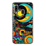 Samsung Galaxy A20 Neon Rainbow Psychedelic Indie Hippie Indie Moon Hybrid Protective Phone Case Cover