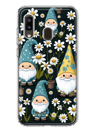 Samsung Galaxy A20 Cute White Daisies Gnomes Flowers Floral Double Layer Phone Case Cover