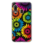 Samsung Galaxy A20 Neon Rainbow Glow Sunflowers Colorful Floral Pink Purple Double Layer Phone Case Cover