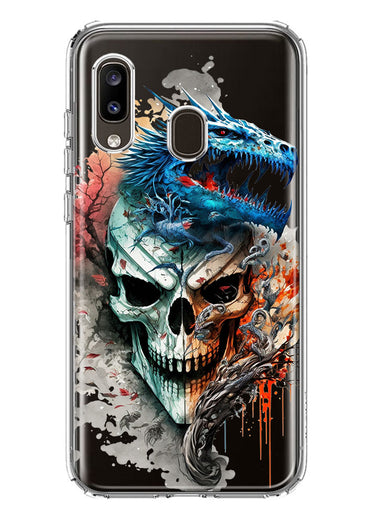 Samsung Galaxy A20 Fantasy Blue Dragon Dream Skull Double Layer Phone Case Cover