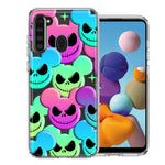 Samsung Galaxy A21 Bright Rainbow Nightmare Skulls Spooky Season Halloween Design Double Layer Phone Case Cover