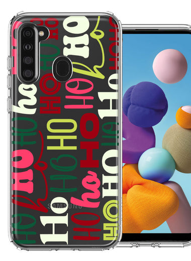 Samsung Galaxy A21 Christmas Santa Ho Ho Ho textagraphy Festive Holiday Double Layer Phone Case Cover