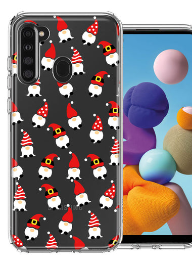 Samsung Galaxy A21 Cute Red Christmas Holiday Santa Gnomes Design Double Layer Phone Case Cover