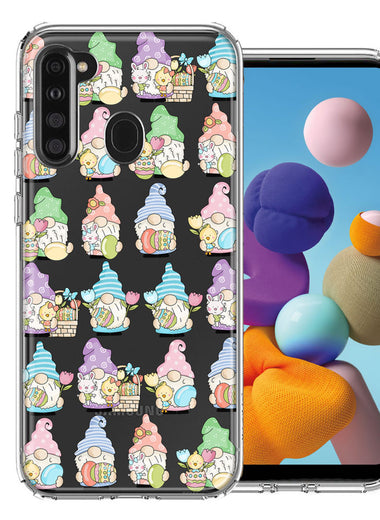 Samsung Galaxy A21 Pastel Easter Cute Gnomes Spring Flowers Eggs Holiday Seasonal Double Layer Phone Case Cover