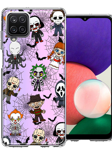 Samsung Galaxy A22 5G Classic Haunted Horror Halloween Nightmare Characters Spider Webs Design Double Layer Phone Case Cover