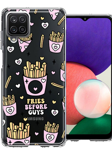 Samsung Galaxy A22 5G Cute Valentine Pink Love Hearts Fries Before Guys Double Layer Phone Case Cover