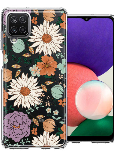 Samsung Galaxy A22 5G Feminine Classy Flowers Fall Toned Floral Wallpaper Style Double Layer Phone Case Cover