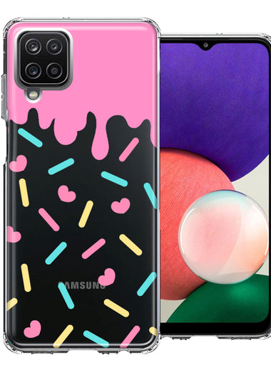 Samsung Galaxy A22 5G Pink Drip Frosting Cute Heart Sprinkles Kawaii Cake Design Double Layer Phone Case Cover