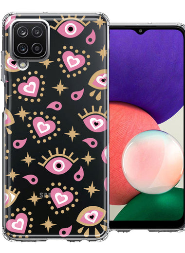 Samsung Galaxy A22 5G Pink Evil Eye Lucky Love Law Of Attraction Design Double Layer Phone Case Cover