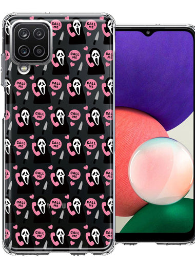 Samsung Galaxy A22 5G Pink Horror Valentine Character Ghostface Boyfriend Call Me Hearts Double Layer Phone Case Cover