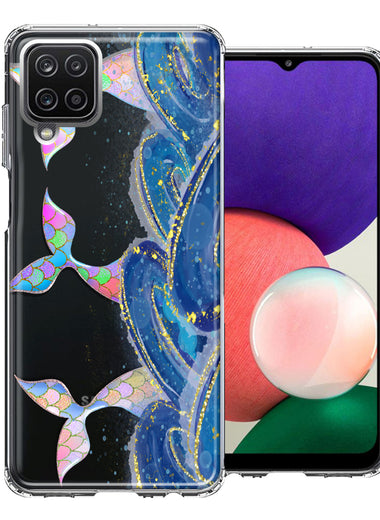 Samsung Galaxy A22 5G Rainbow Mermaid Tails Scales Ocean Waves Beach Girls Summer Double Layer Phone Case Cover