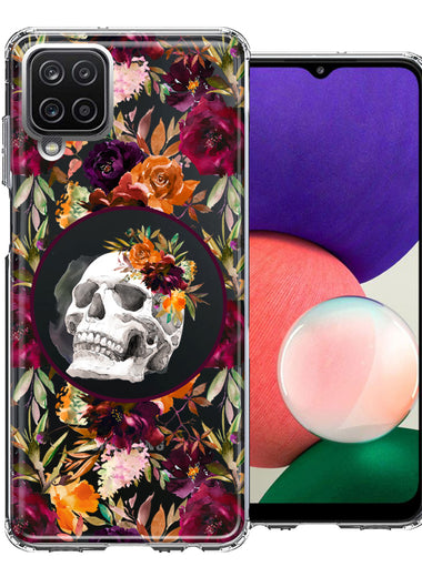 Samsung Galaxy A22 5G Romance Is Dead Valentines Day Halloween Skull Floral Autumn Flowers Double Layer Phone Case Cover