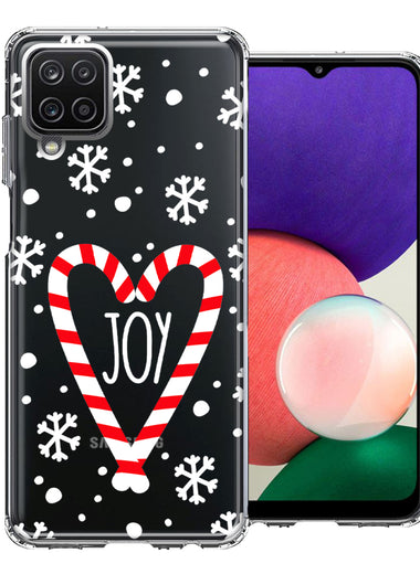 Samsung Galaxy A22 5G Winter Joy Snow Peppermint Candy Cane Heart Festive Christmas Double Layer Phone Case Cover