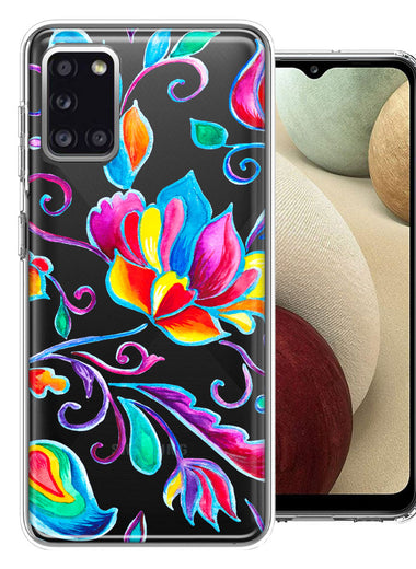 For Samsung Galaxy A31 Bright Colors Rainbow Water Lilly Floral Phone Case Cover