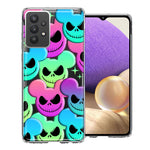 Samsung Galaxy A32 Bright Rainbow Nightmare Skulls Spooky Season Halloween Design Double Layer Phone Case Cover