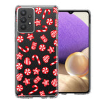 Samsung Galaxy A32 Christmas Winter Red White Peppermint Candies Swirls Candycanes Design Double Layer Phone Case Cover