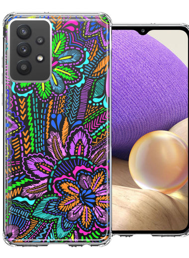 Samsung Galaxy A32 Colorful Summer Flowers Doodle Art Design Double Layer Phone Case Cover
