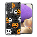 Samsung Galaxy A32 Halloween Jack-O-Lantern Pumpkin Skull Spooky Design Double Layer Phone Case Cover