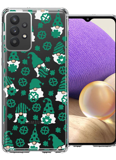 Samsung Galaxy A32 Lucky Green St Patricks Day Cute Gnomes Shamrock Polkadots Double Layer Phone Case Cover