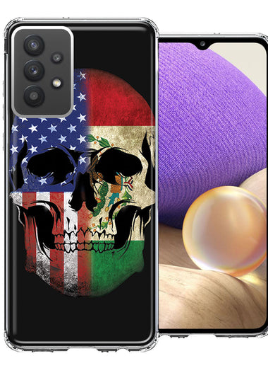 Samsung Galaxy A32 US Mexico Flag Skull Double Layer Phone Case Cover