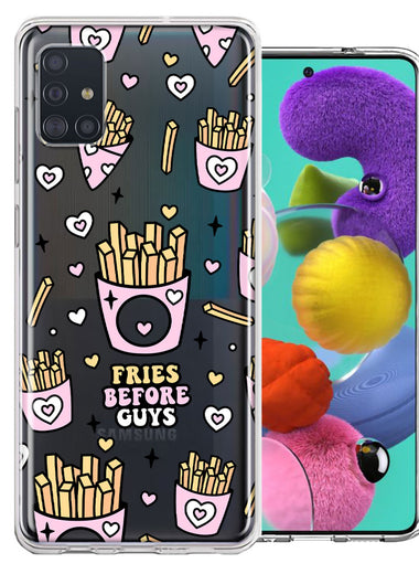 Samsung Galaxy A51 Cute Valentine Pink Love Hearts Fries Before Guys Double Layer Phone Case Cover