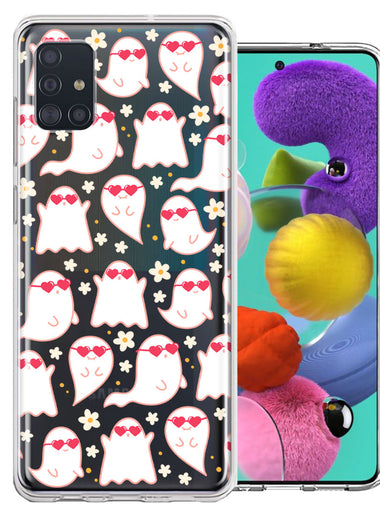Samsung Galaxy A51 Floating Heart Glasses Love Ghosts Vaneltines Day Cutie Daisy Double Layer Phone Case Cover