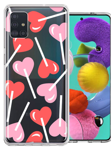 Samsung Galaxy A51 Heart Suckers Lollipop Valentines Day Candy Lovers Double Layer Phone Case Cover