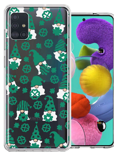 Samsung Galaxy A51 Lucky Green St Patricks Day Cute Gnomes Shamrock Polkadots Double Layer Phone Case Cover