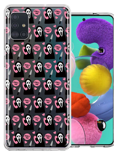 Samsung Galaxy A51 Pink Horror Valentine Character Ghostface Boyfriend Call Me Hearts Double Layer Phone Case Cover