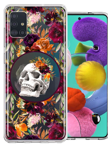Samsung Galaxy A51 Romance Is Dead Valentines Day Halloween Skull Floral Autumn Flowers Double Layer Phone Case Cover