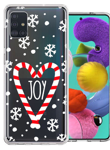 Samsung Galaxy A51 Winter Joy Snow Peppermint Candy Cane Heart Festive Christmas Double Layer Phone Case Cover