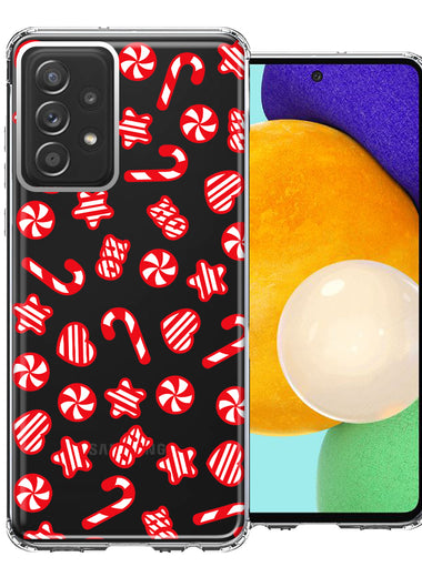 Samsung Galaxy A53 Christmas Winter Red White Peppermint Candies Swirls Candycanes Design Double Layer Phone Case Cover