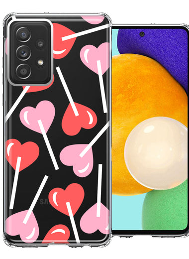 Samsung Galaxy A52 Heart Suckers Lollipop Valentines Day Candy Lovers Double Layer Phone Case Cover