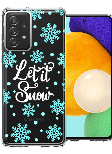 Samsung Galaxy A52 Christmas Holiday Let It Snow Winter Blue Snowflakes Design Double Layer Phone Case Cover