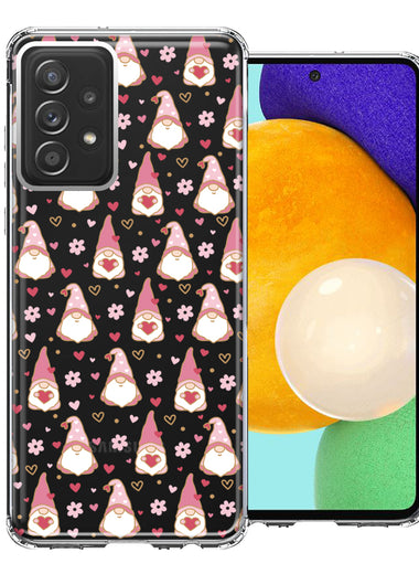 Samsung Galaxy A52 Pink Blush Valentines Day Flower Hearts Gnome Characters Cute Double Layer Phone Case Cover