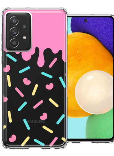 Samsung Galaxy A52 Pink Drip Frosting Cute Heart Sprinkles Kawaii Cake Design Double Layer Phone Case Cover