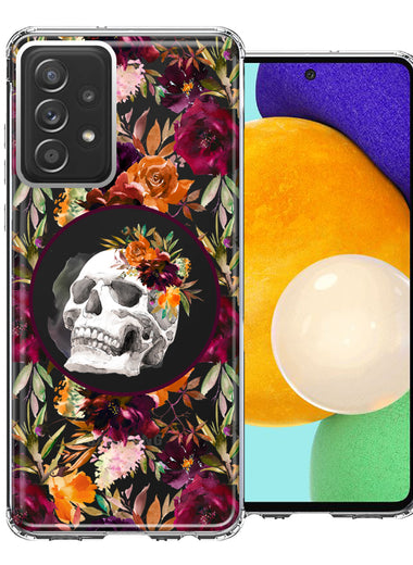 Samsung Galaxy A52 Romance Is Dead Valentines Day Halloween Skull Floral Autumn Flowers Double Layer Phone Case Cover