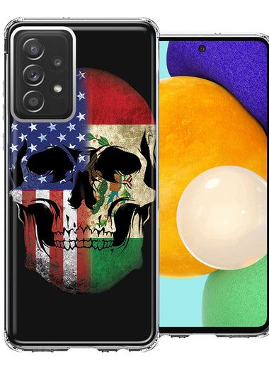 Samsung Galaxy A52 US Mexico Flag Skull Double Layer Phone Case Cover